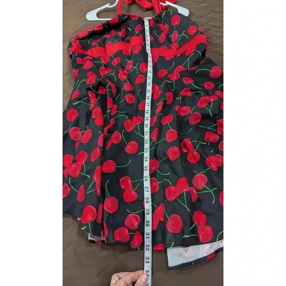 Women's halter style pinup style dress in Cherry Print by Go Lightly in size 4XL - Picture 7 of 7